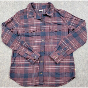 Carhartt Shirt Womens Small Plaid Flannel Long Sleeve Button Down